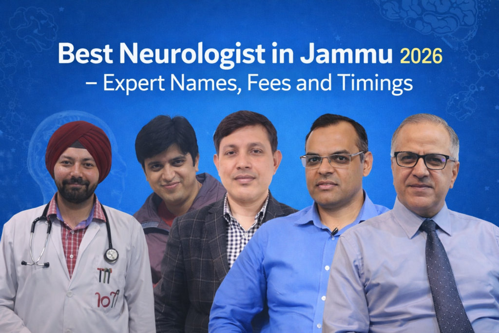 Portraits of five leading neurologists in Jammu — Best Neurologist in Jammu 2026 (JKBookmarks)